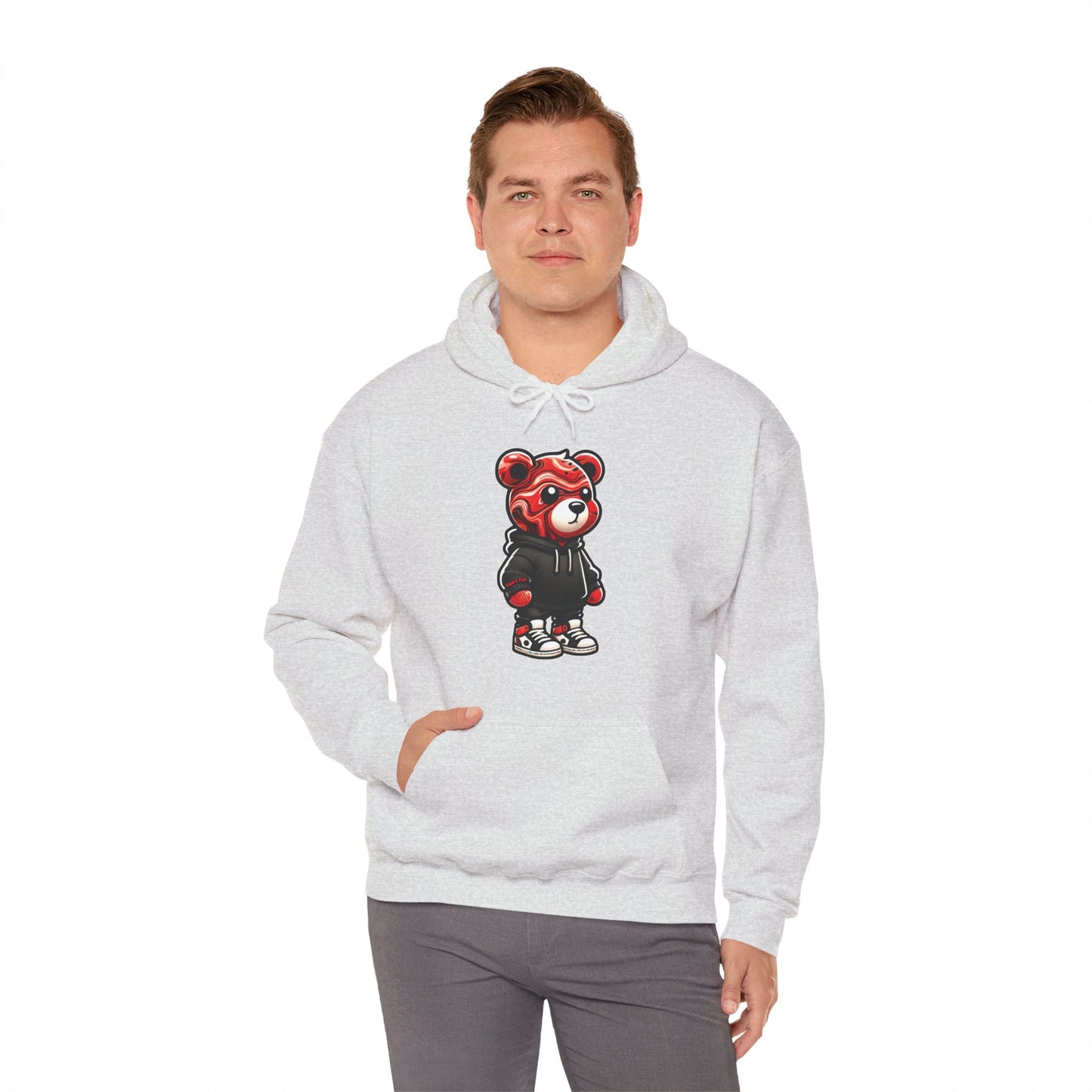 Red Marble Bear Hoodie