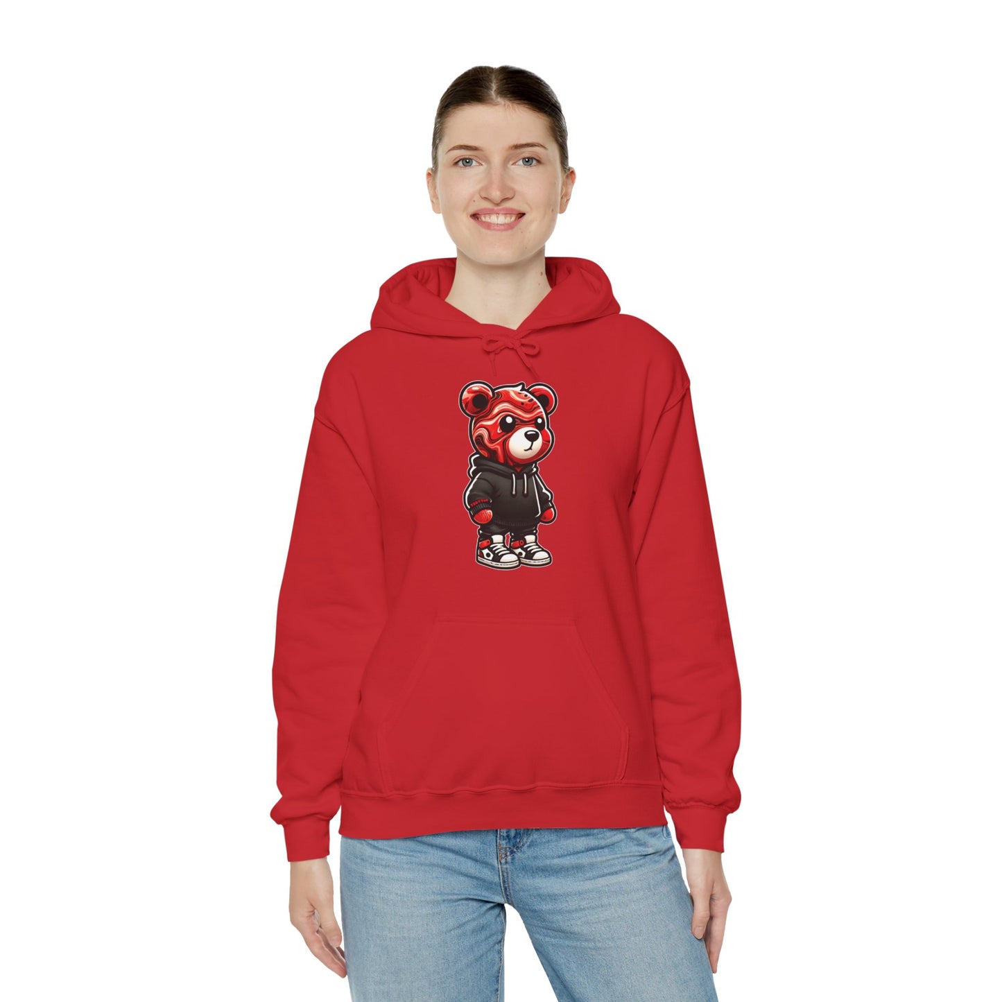 Red Marble Bear Hoodie