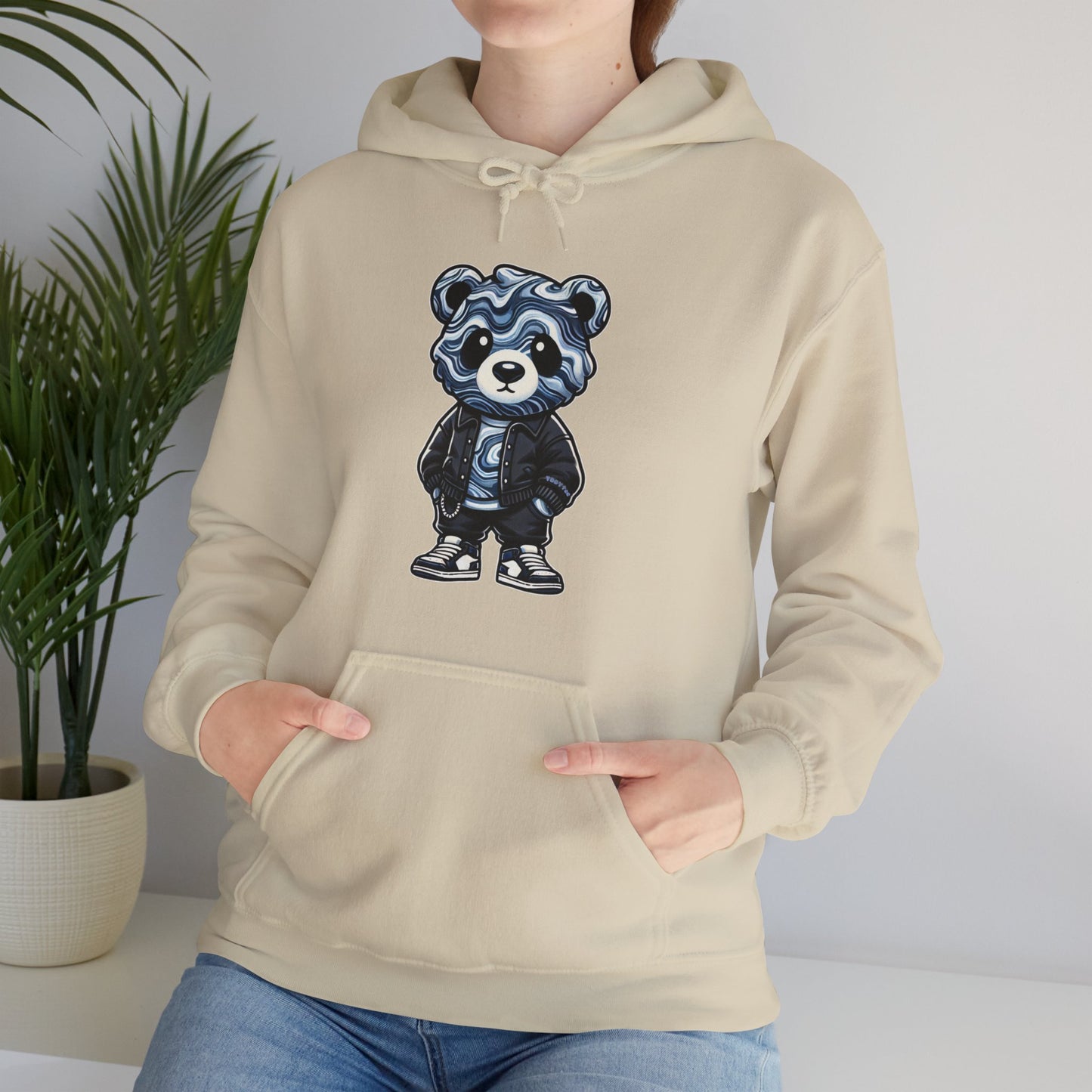 Grey Marble Bear Hoodie