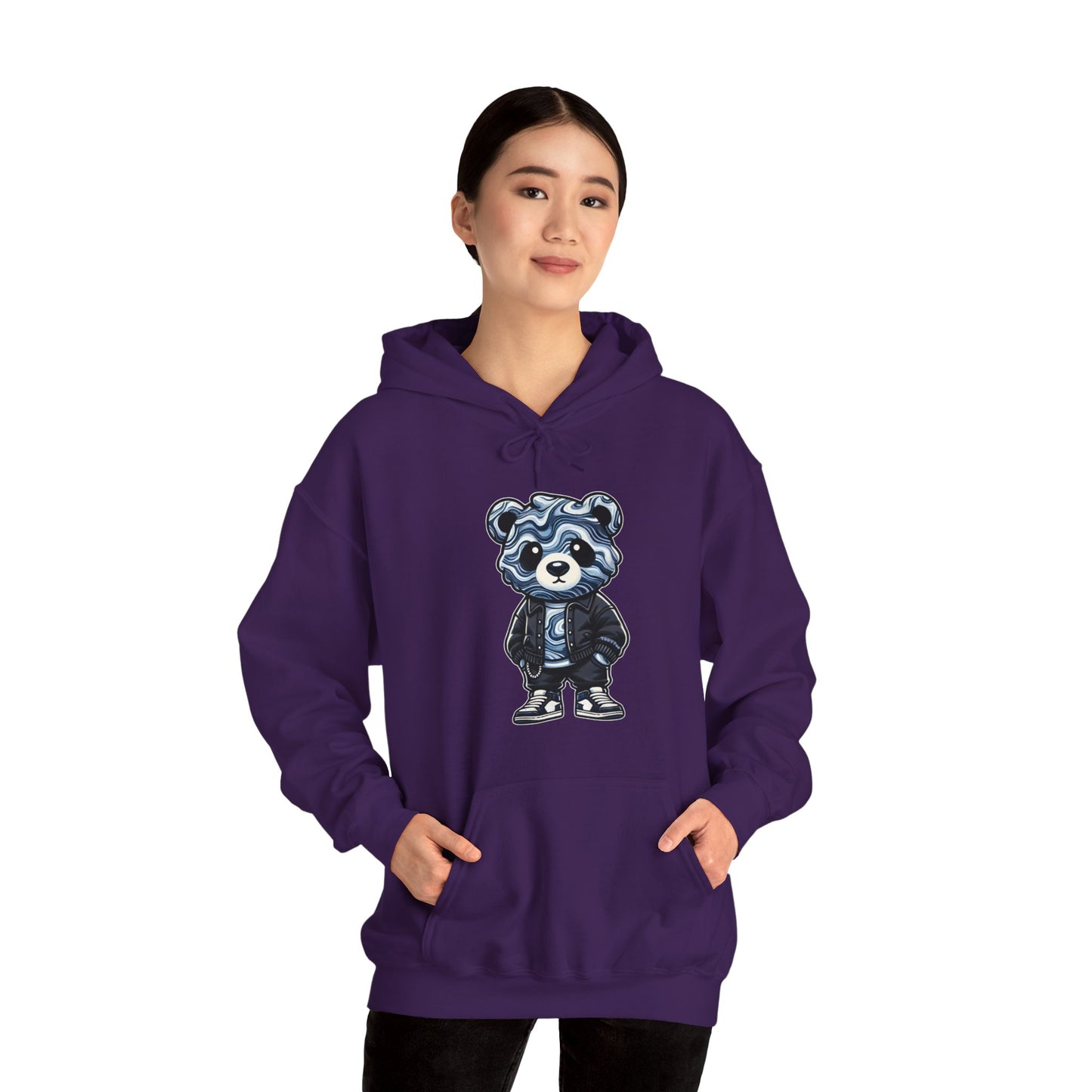 Grey Marble Bear Hoodie