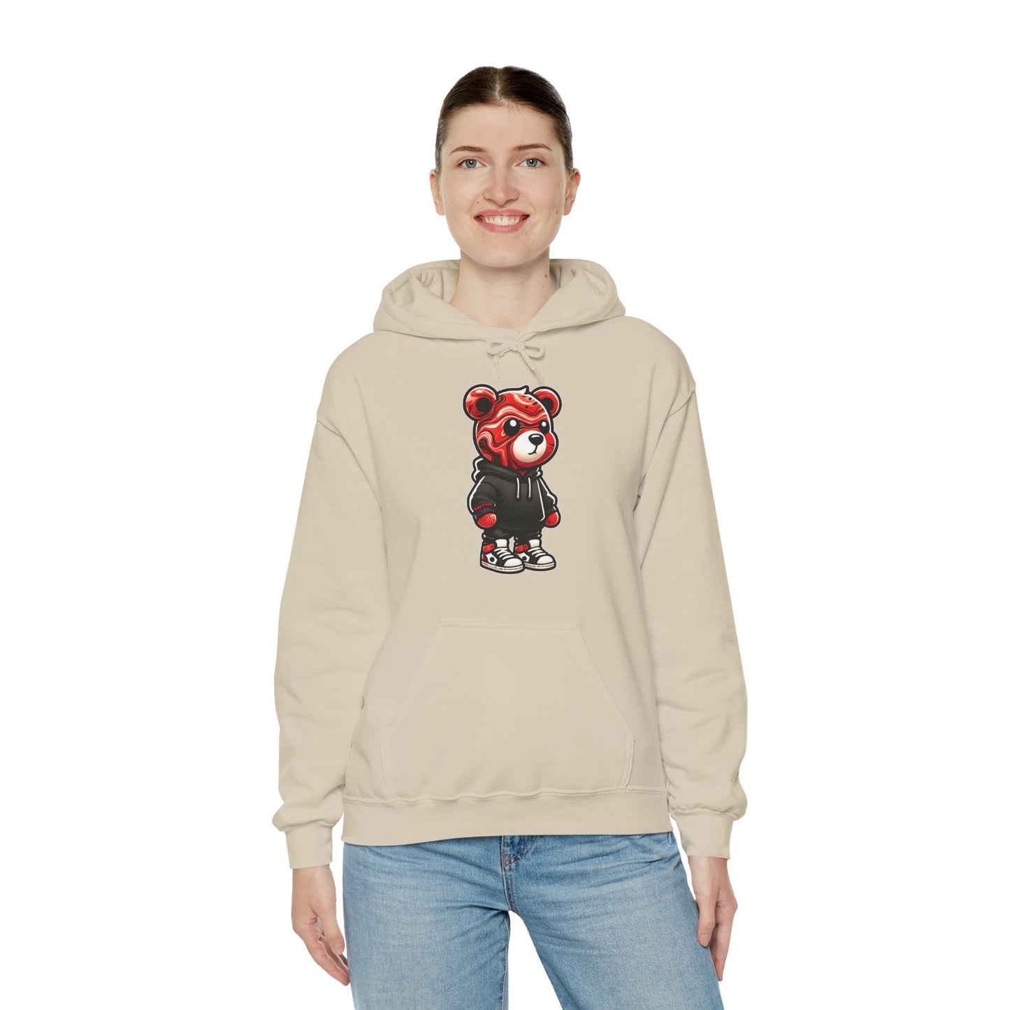 Red Marble Bear Hoodie