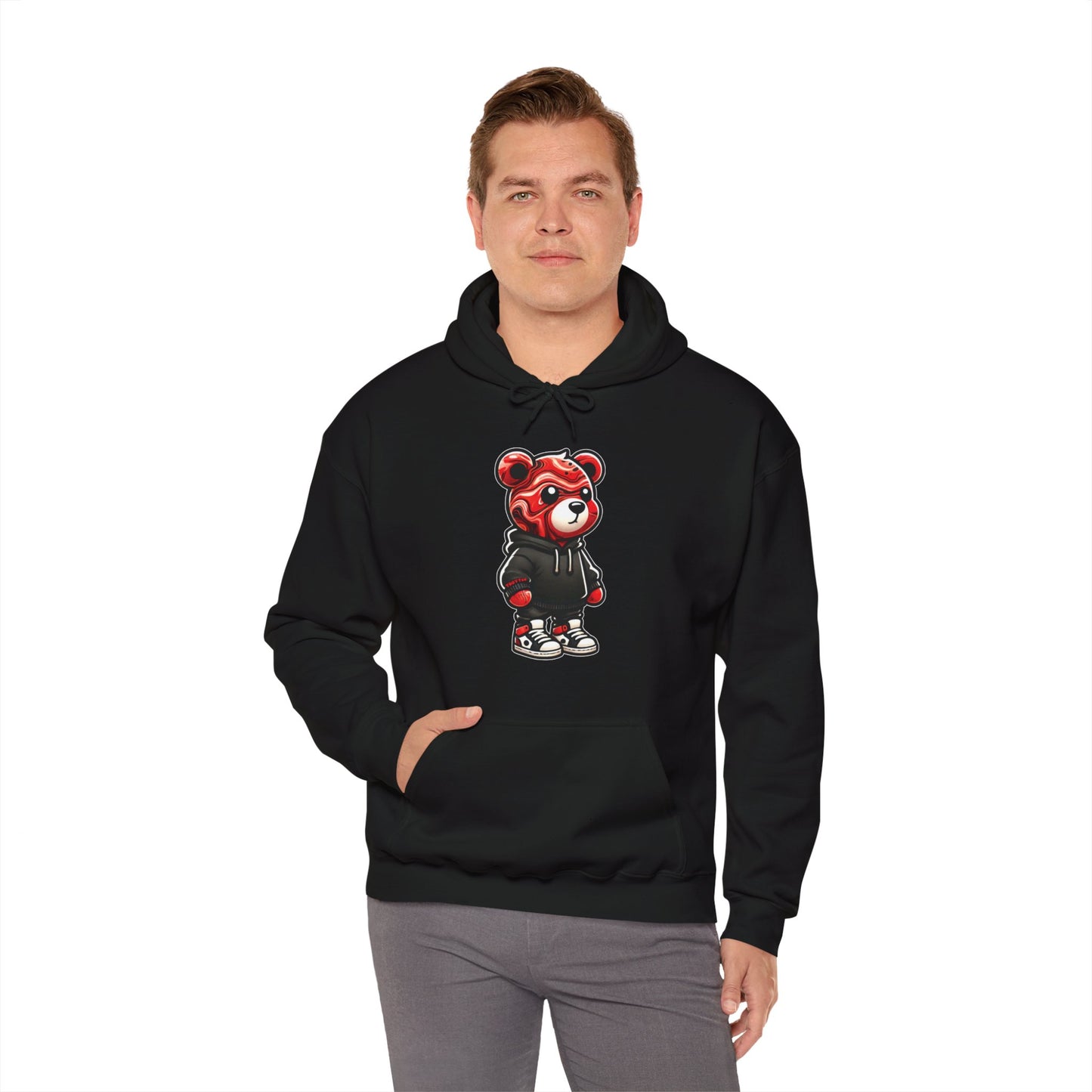 Red Marble Bear Hoodie