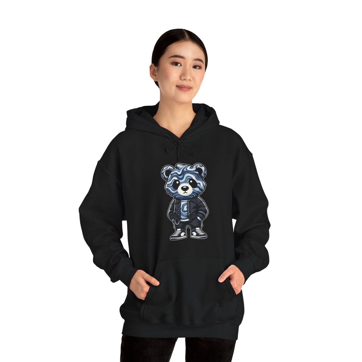 Grey Marble Bear Hoodie