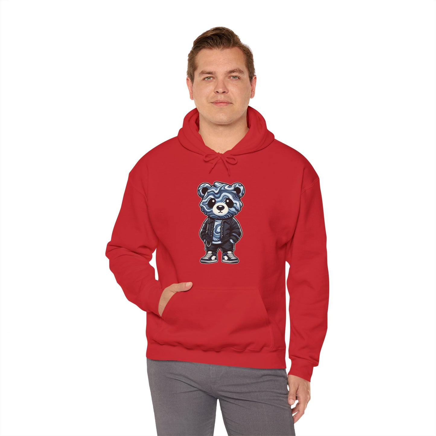 Grey Marble Bear Hoodie