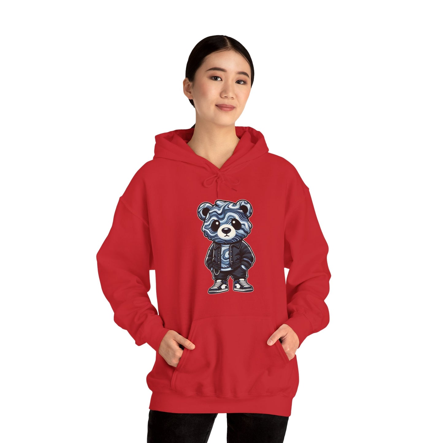 Grey Marble Bear Hoodie