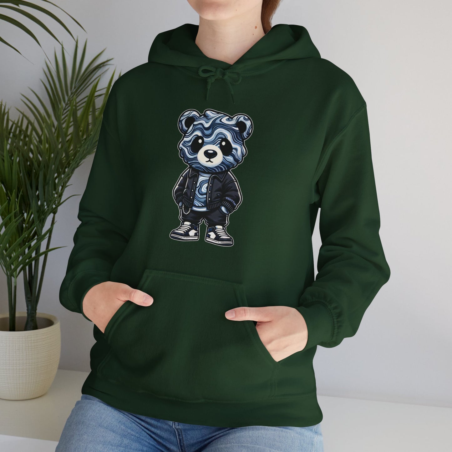 Grey Marble Bear Hoodie