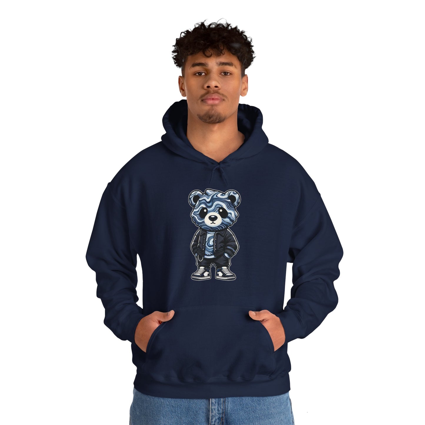 Grey Marble Bear Hoodie