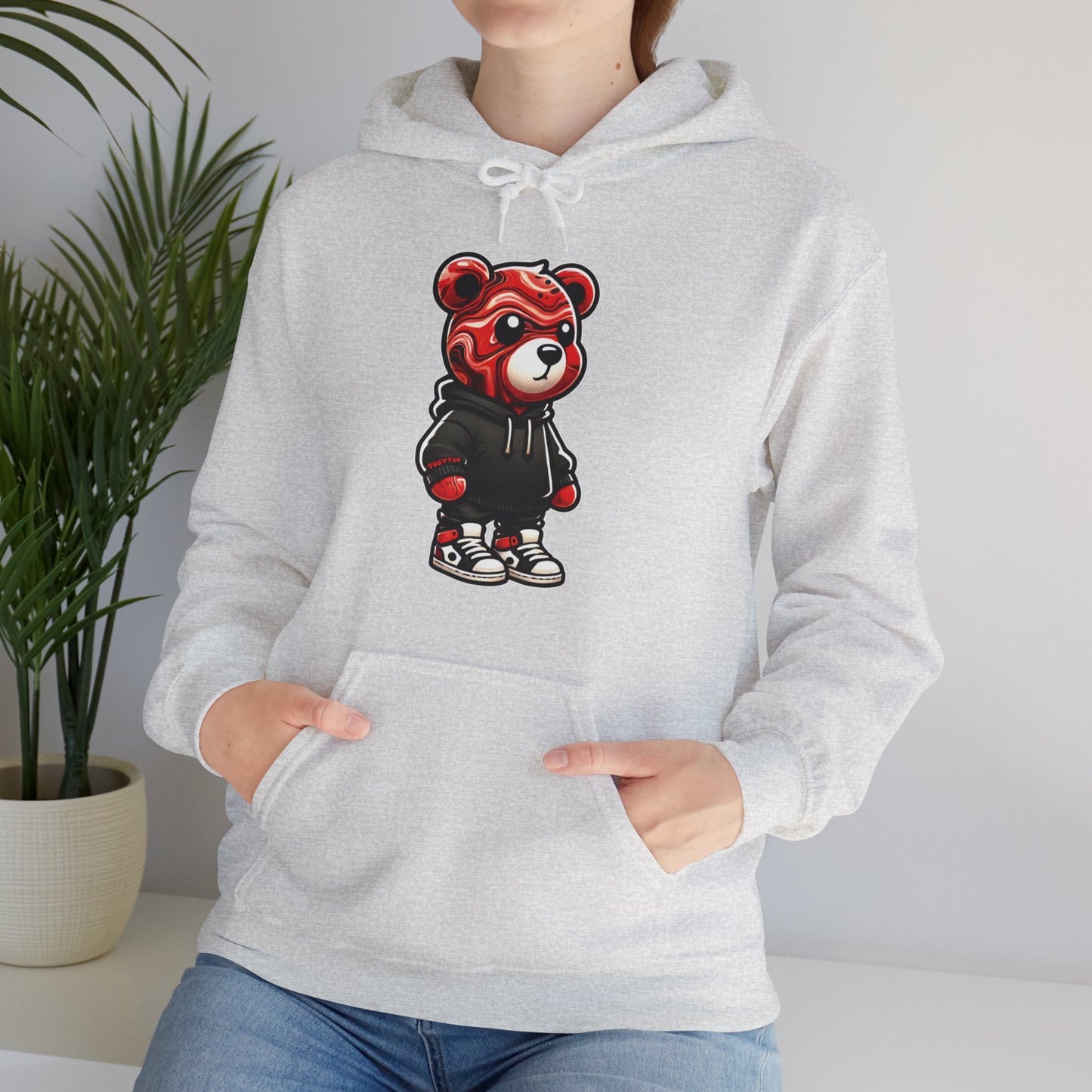 Red Marble Bear Hoodie