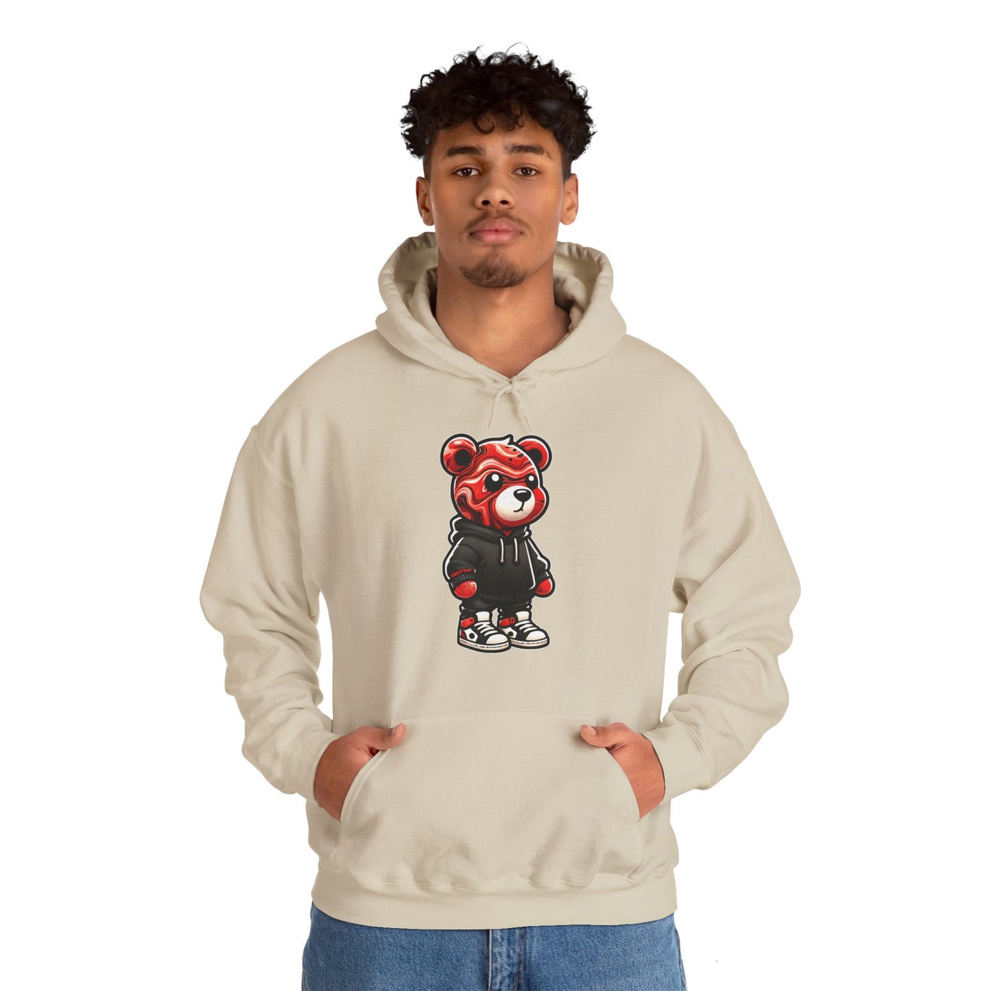 Red Marble Bear Hoodie