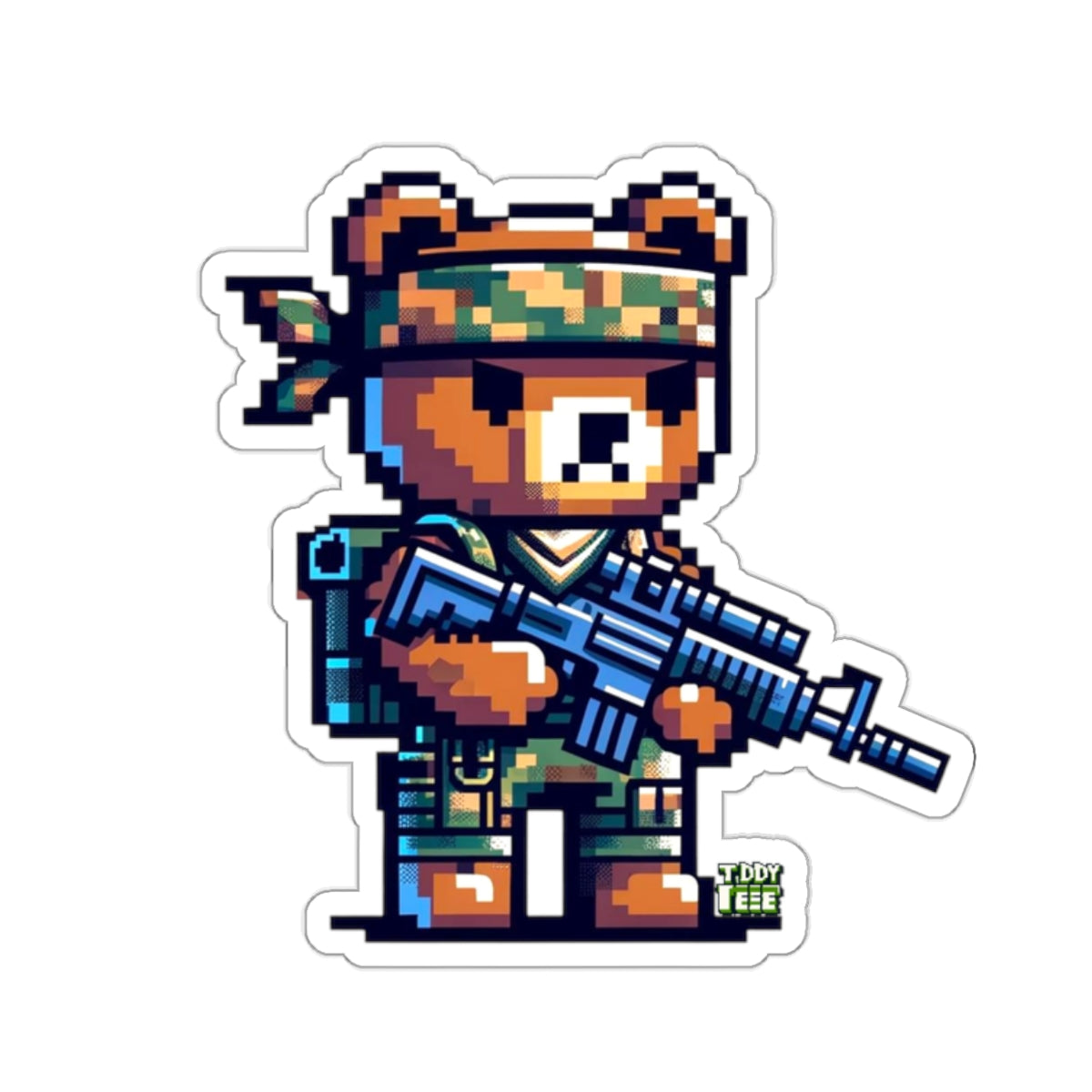 8-bit Soldier Bear Sticker - TDDYtee