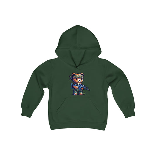 8-bit Soldier Bear Youth Hoodie - TDDYtee