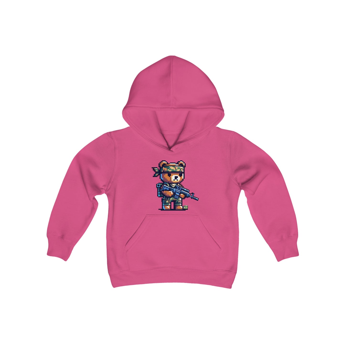 8-bit Soldier Bear Youth Hoodie - TDDYtee