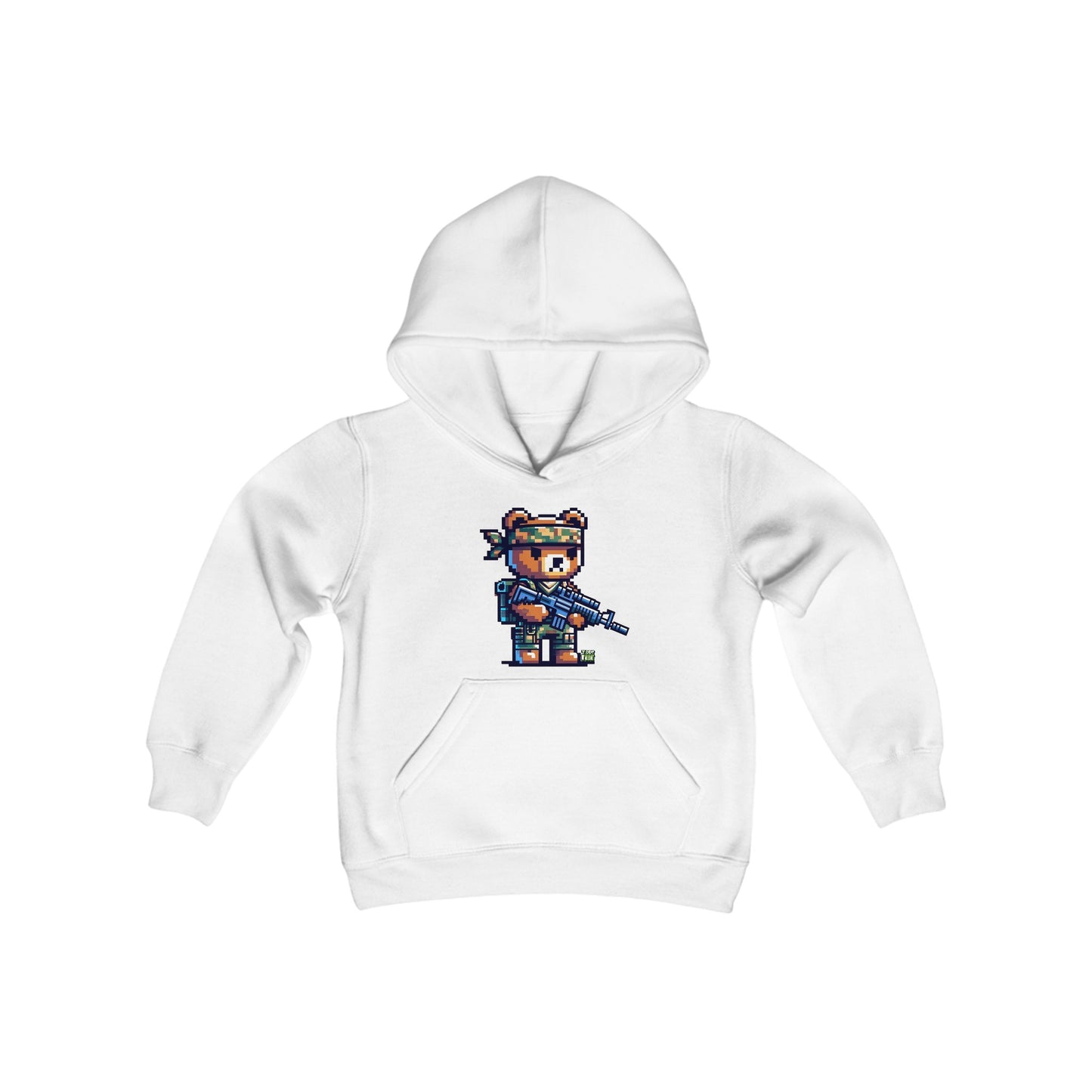 8-bit Soldier Bear Youth Hoodie - TDDYtee