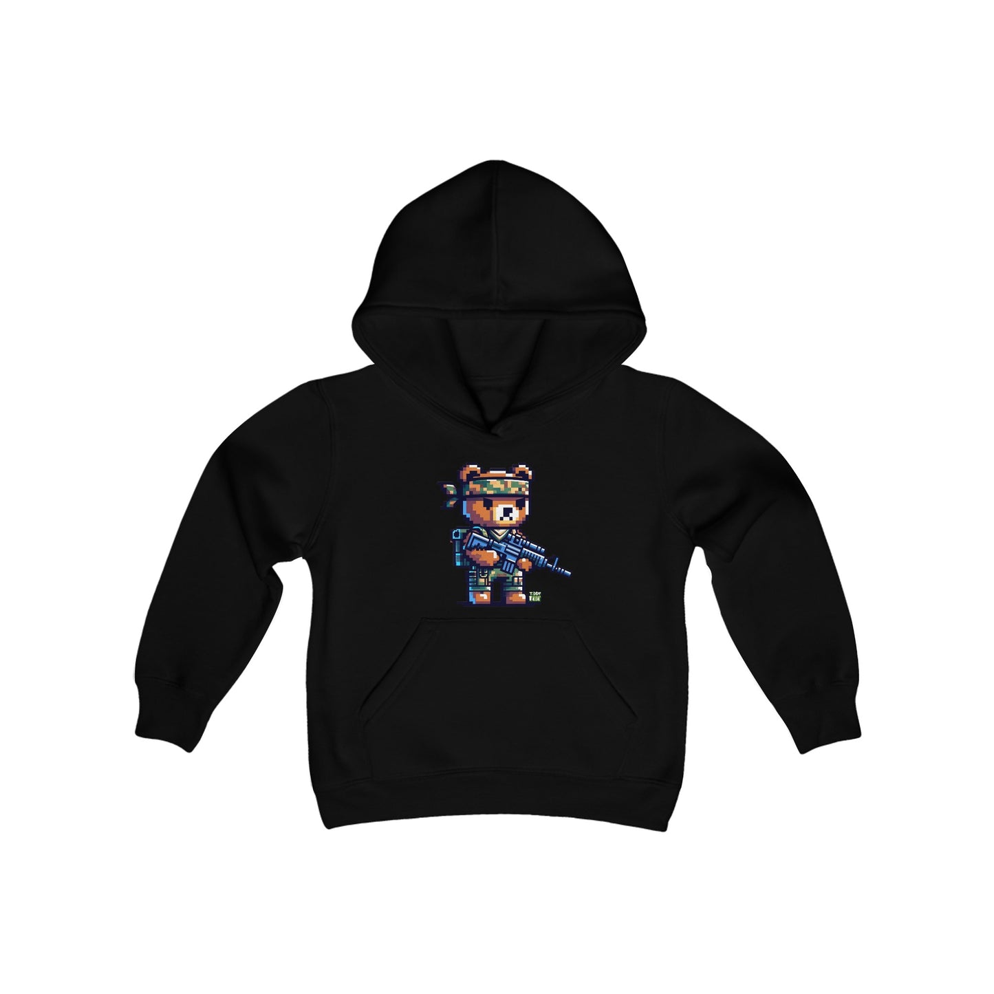 8-bit Soldier Bear Youth Hoodie - TDDYtee