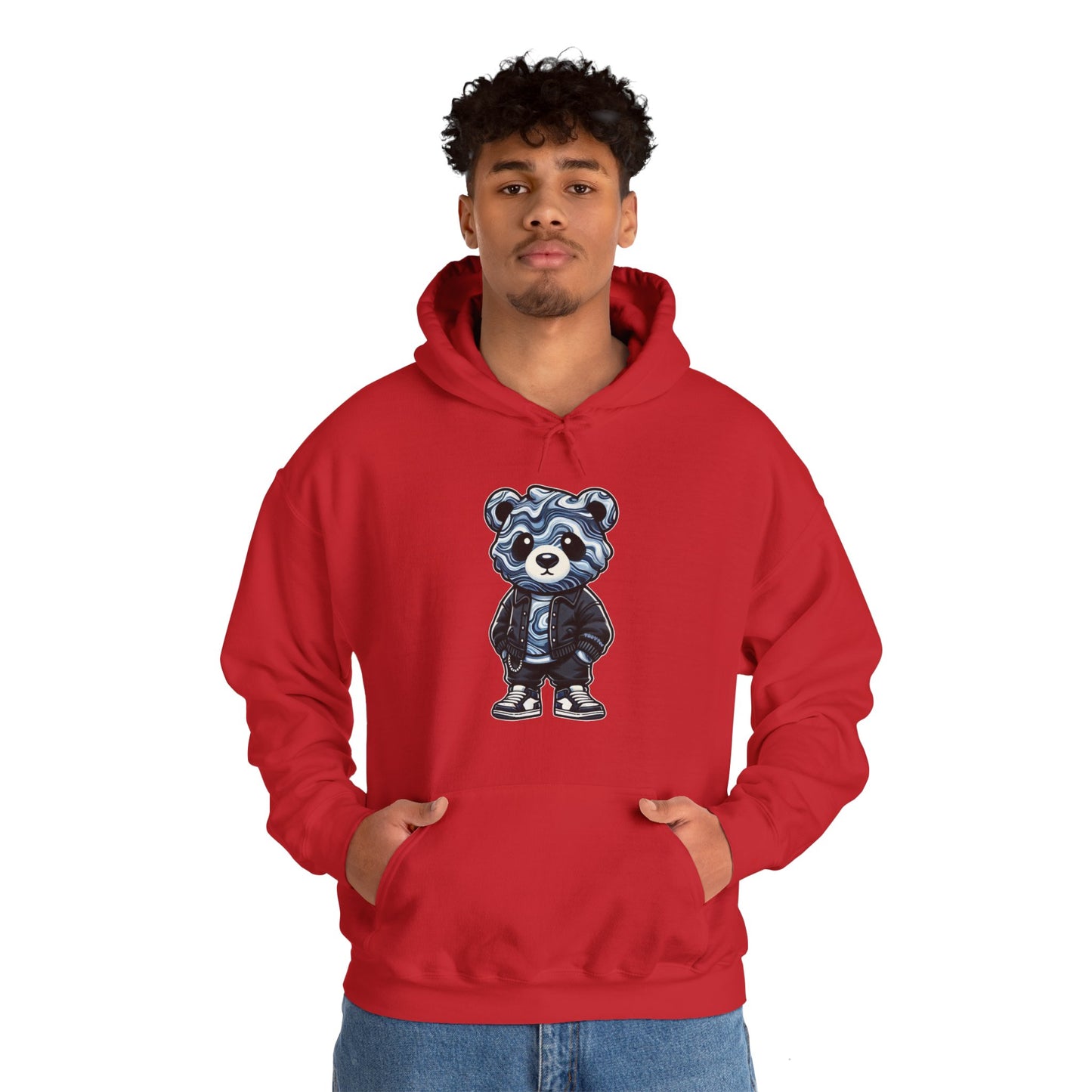 Grey Marble Bear Hoodie