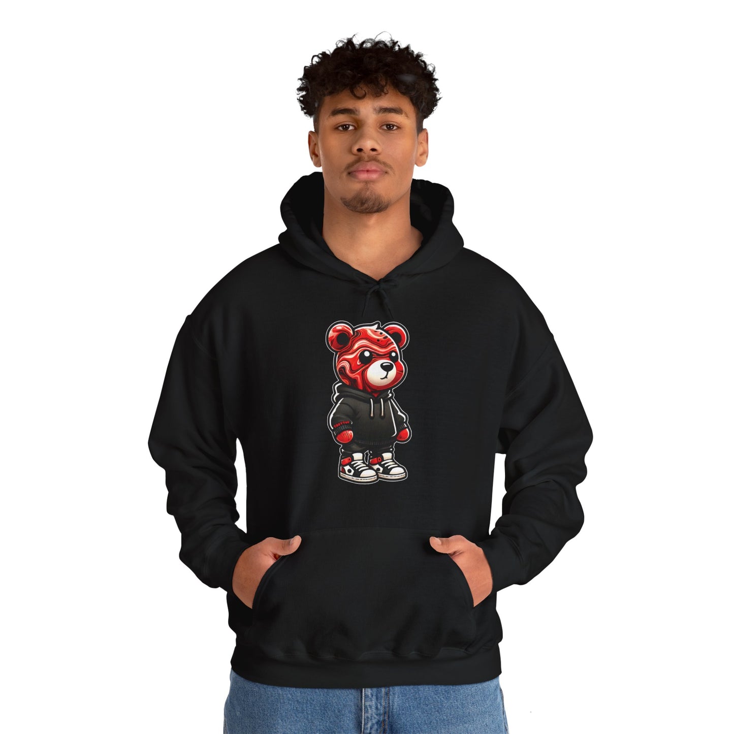 Red Marble Bear Hoodie