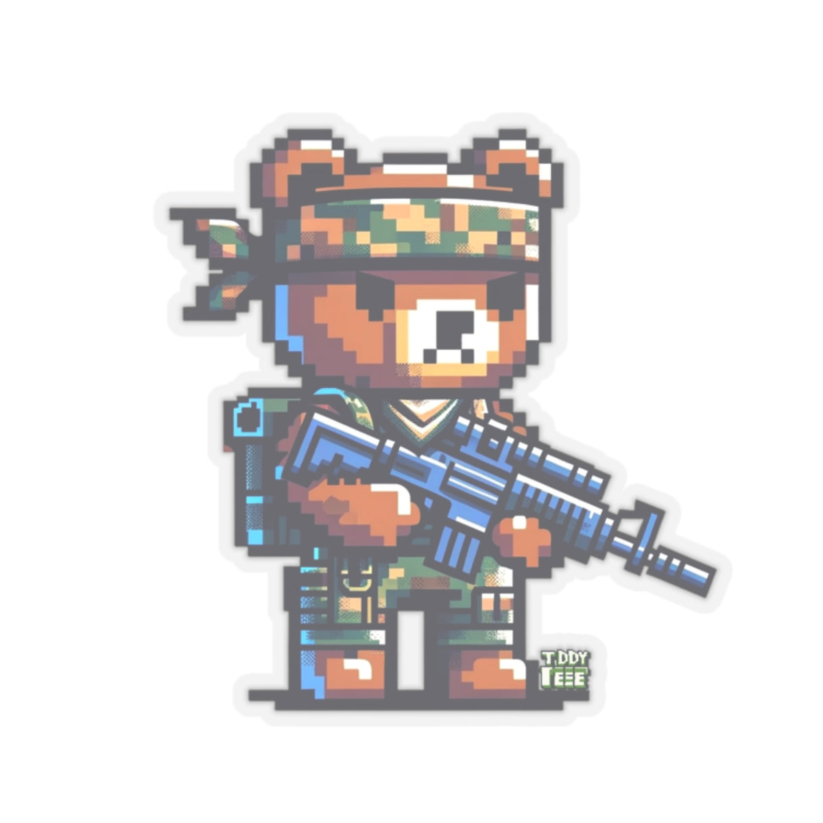 8-bit Soldier Bear Sticker - TDDYtee