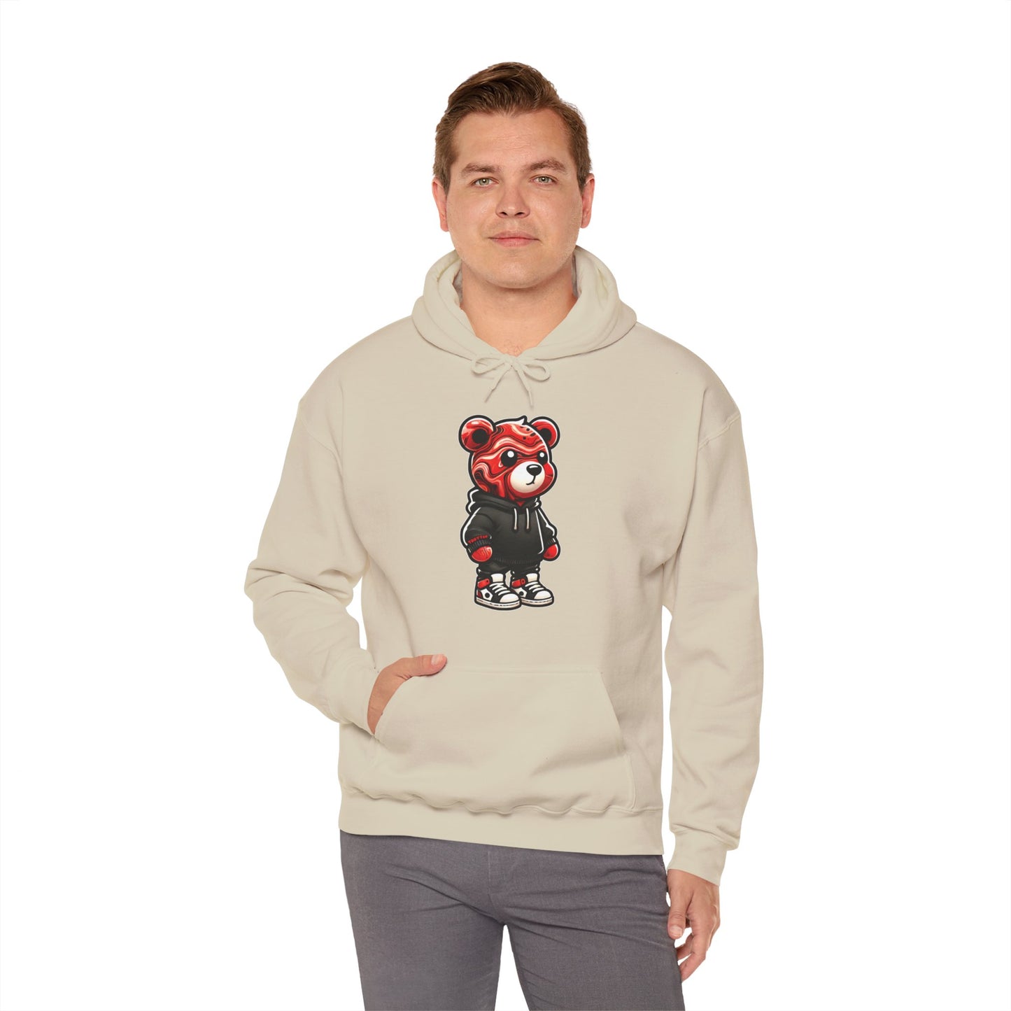 Red Marble Bear Hoodie