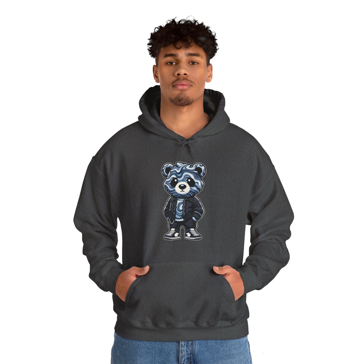 Grey Marble Bear Hoodie