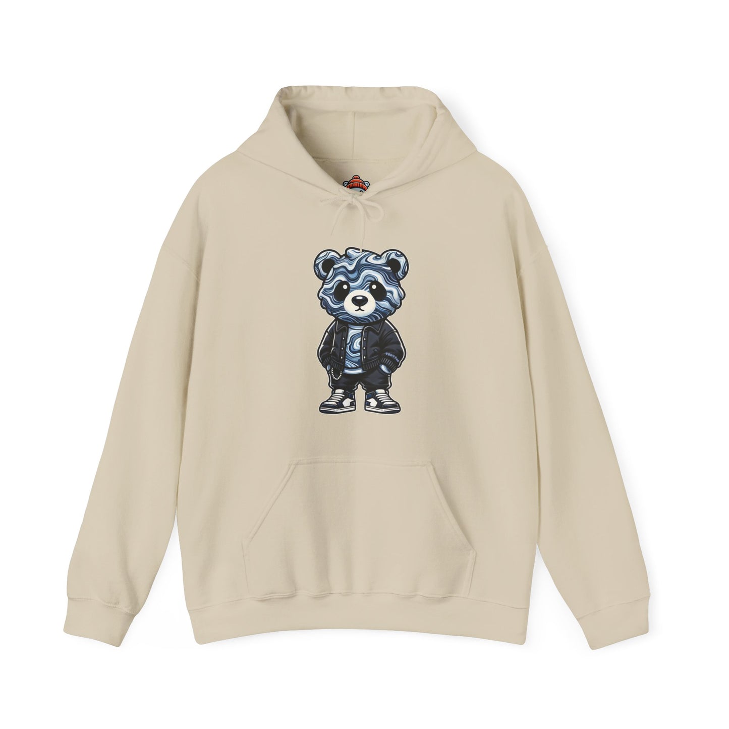 Grey Marble Bear Hoodie