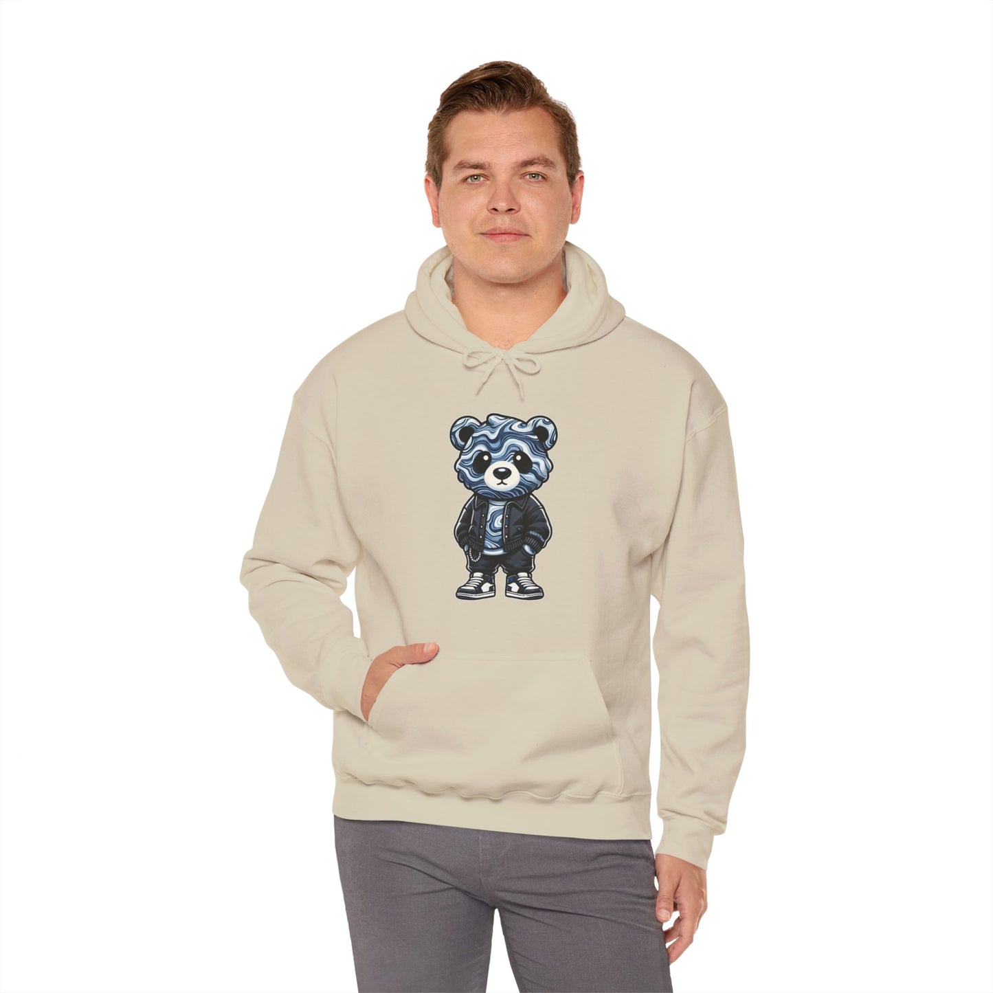 Grey Marble Bear Hoodie