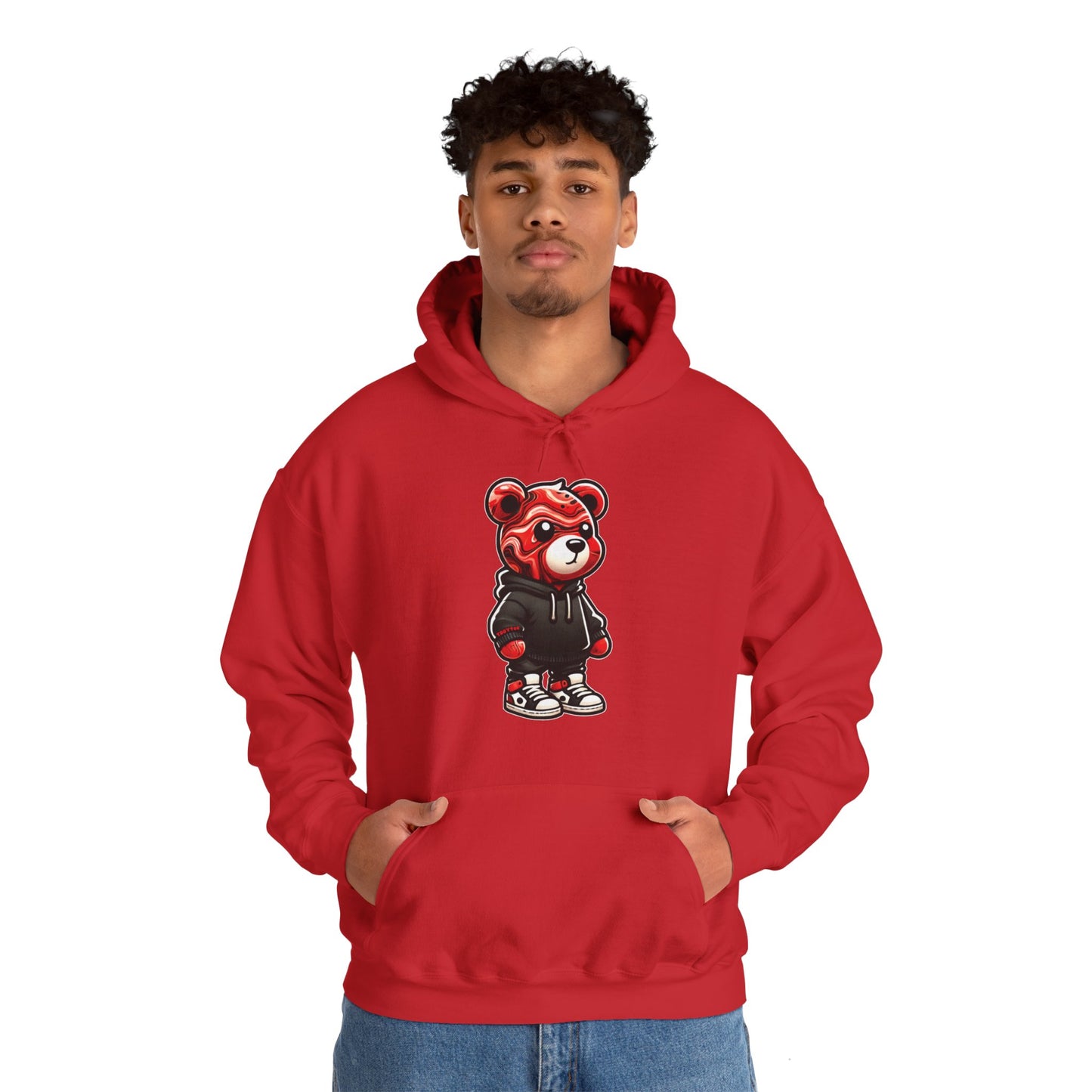 Red Marble Bear Hoodie