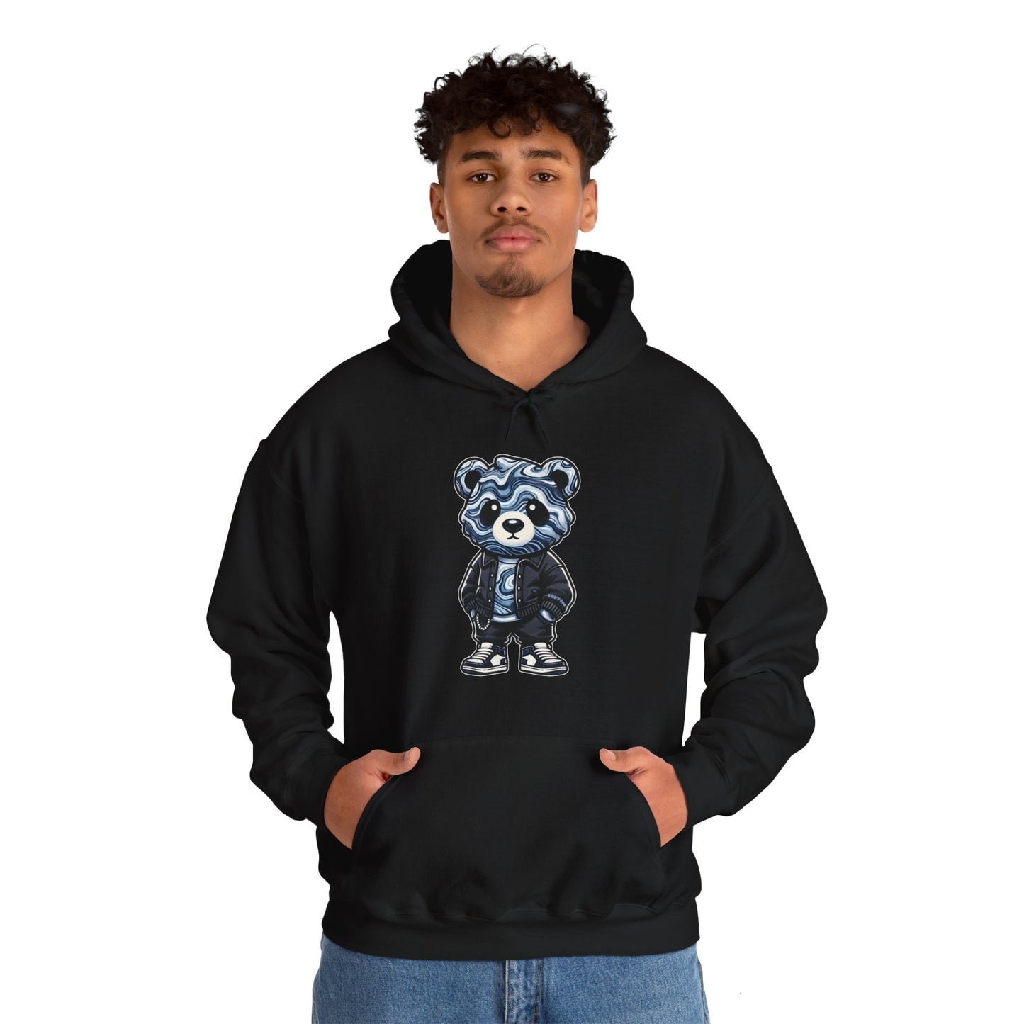 Grey Marble Bear Hoodie