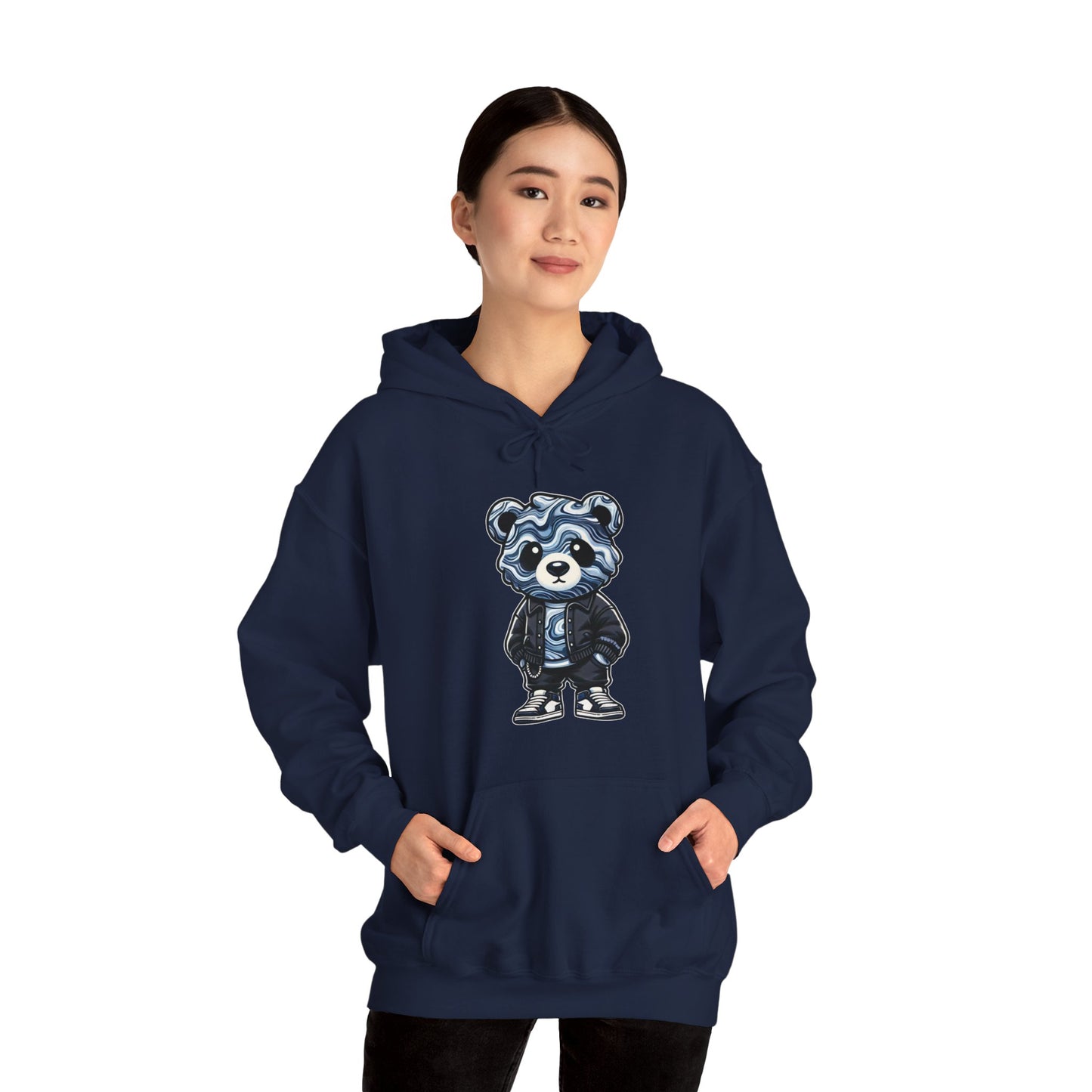 Grey Marble Bear Hoodie