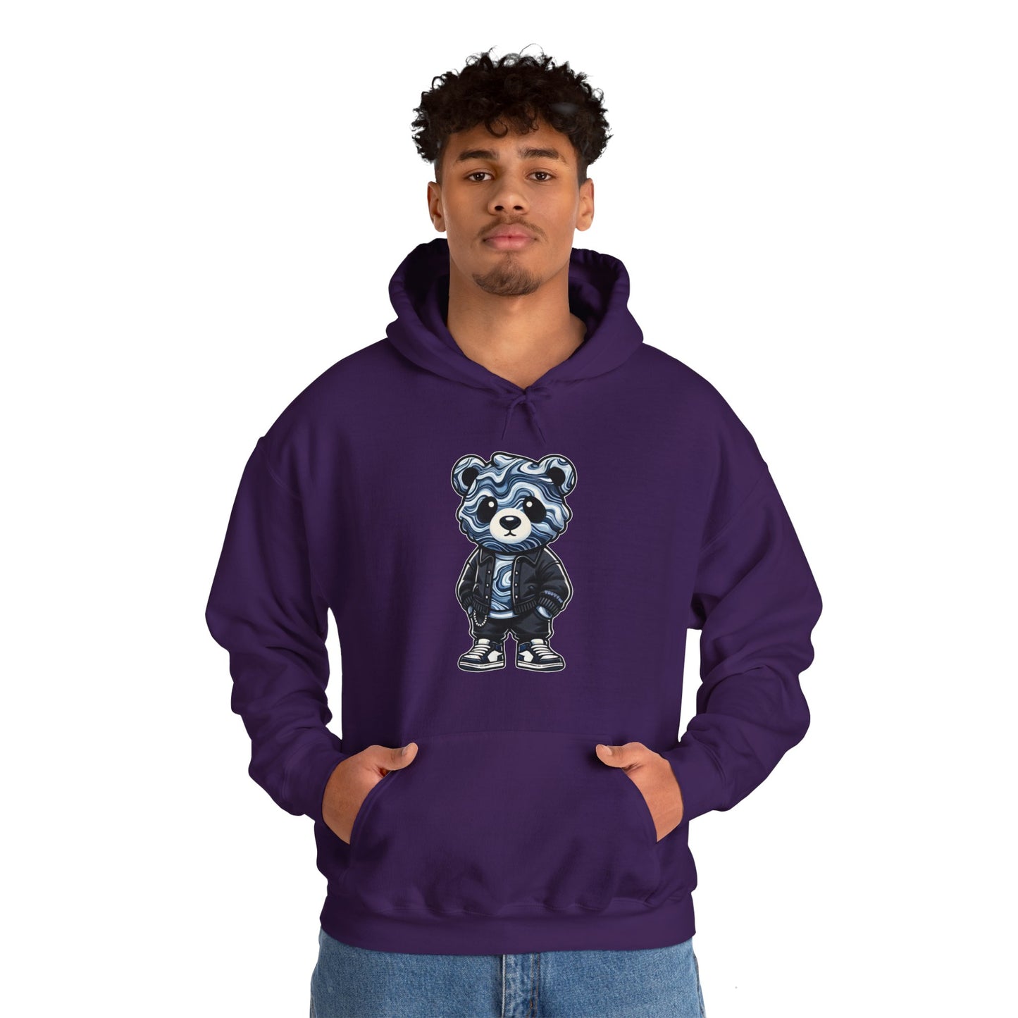 Grey Marble Bear Hoodie