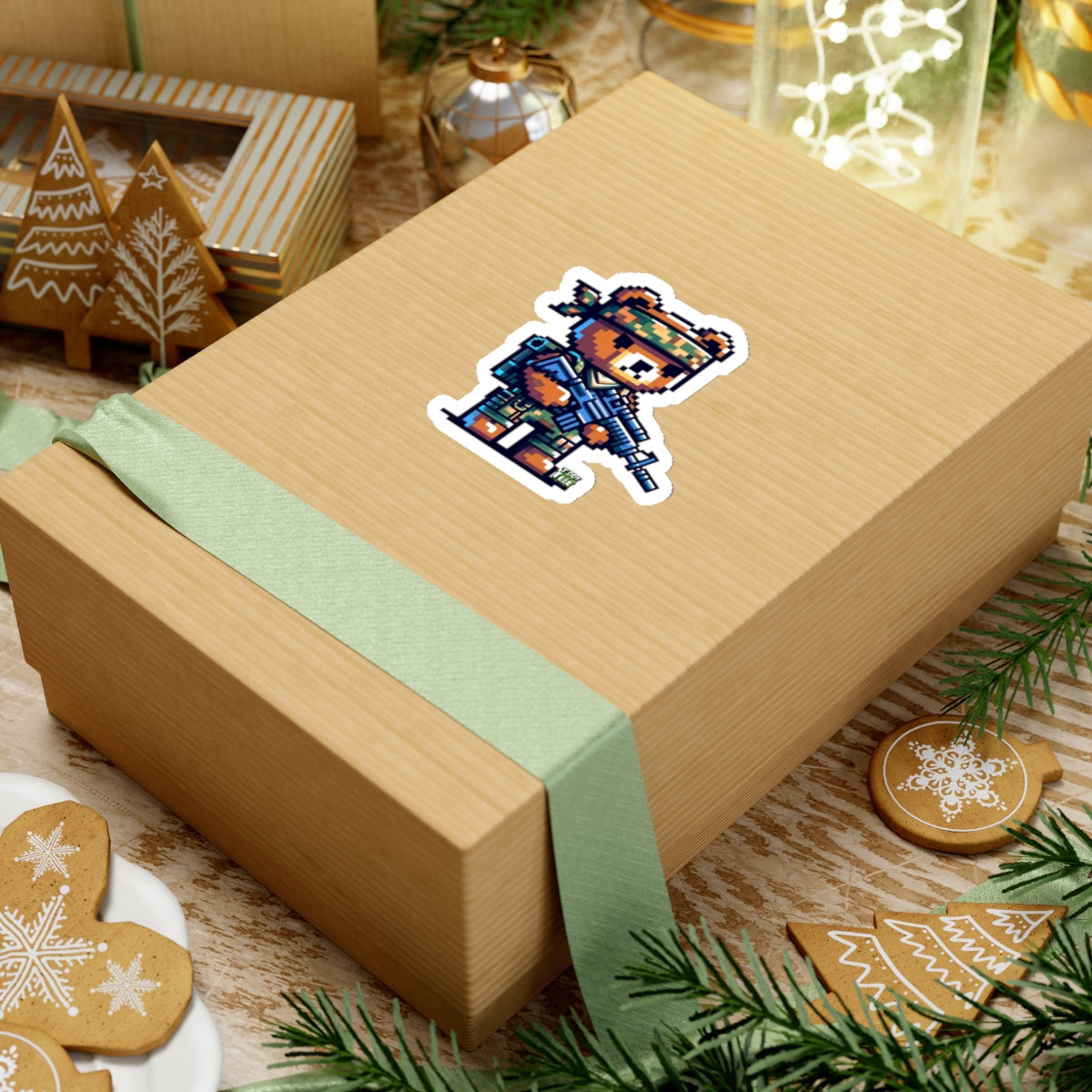 8-bit Soldier Bear Sticker - TDDYtee