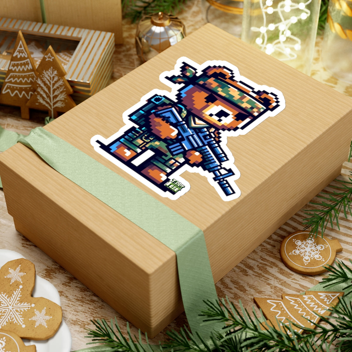 8-bit Soldier Bear Sticker - TDDYtee