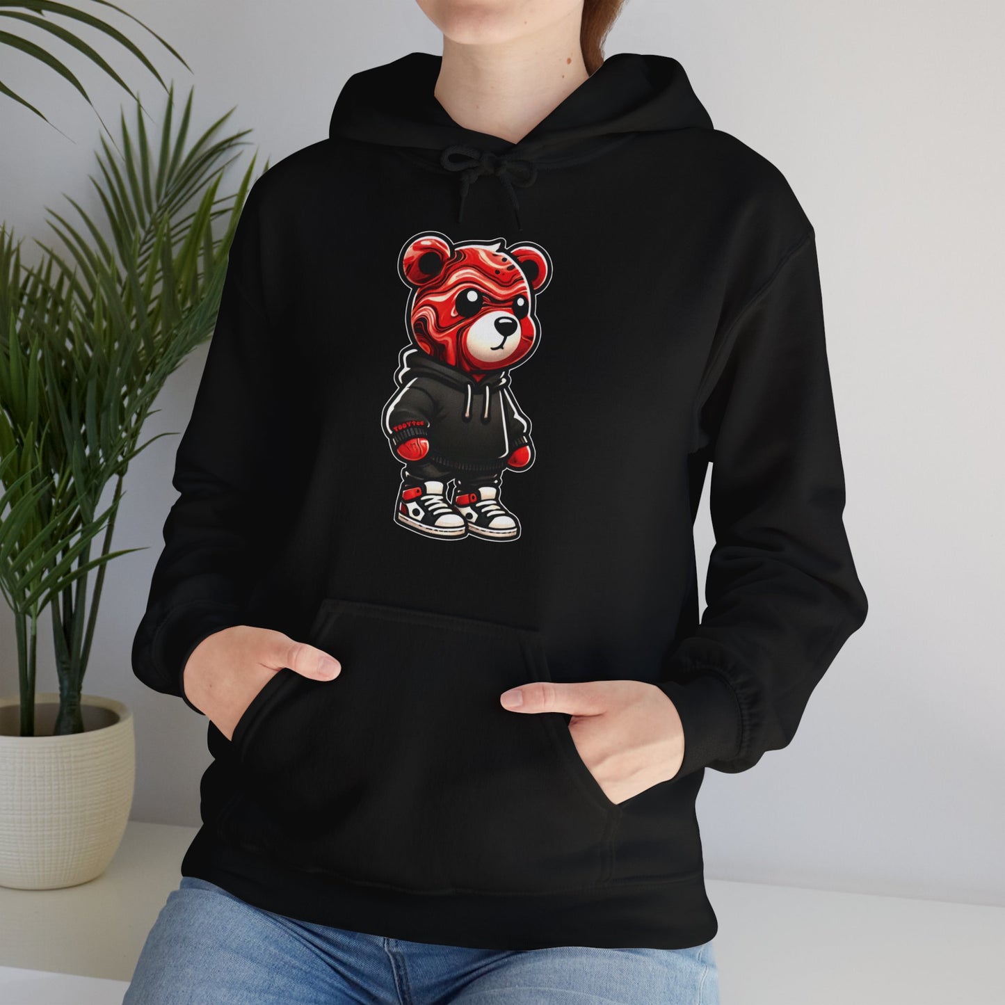 Red Marble Bear Hoodie