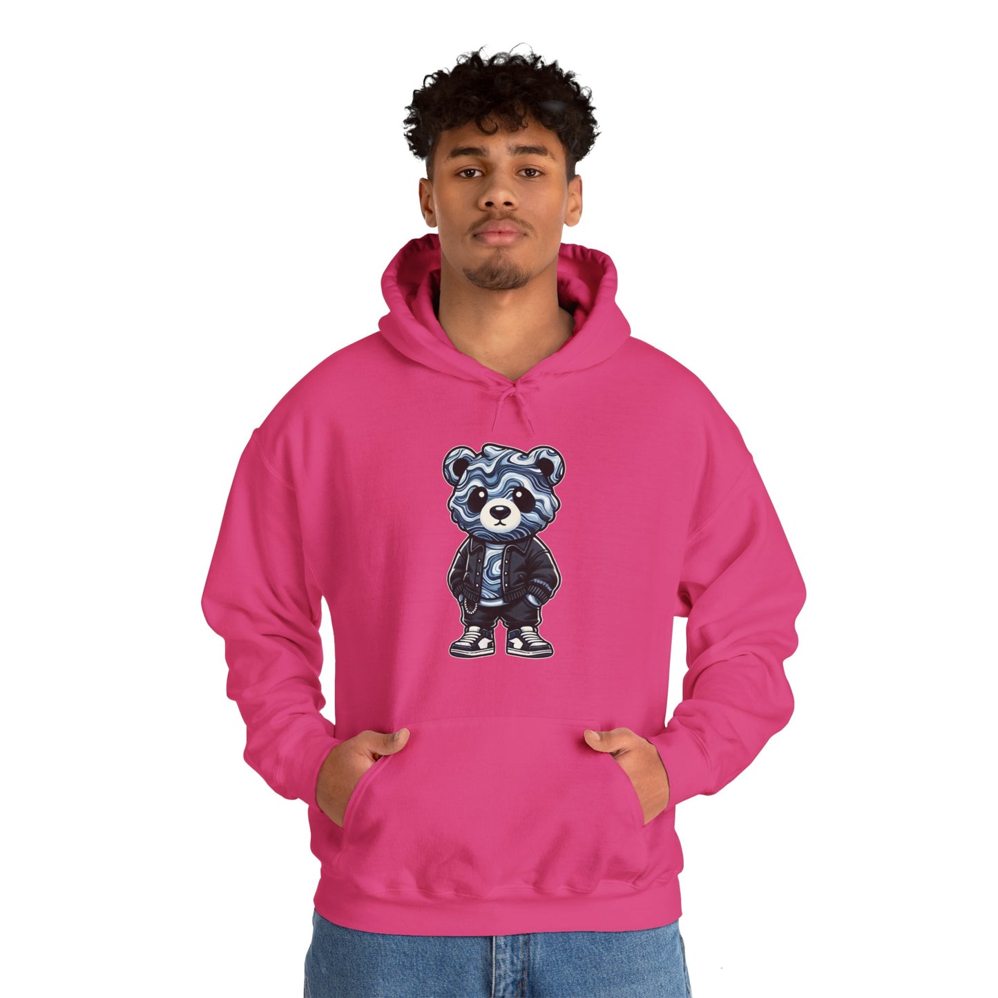 Grey Marble Bear Hoodie