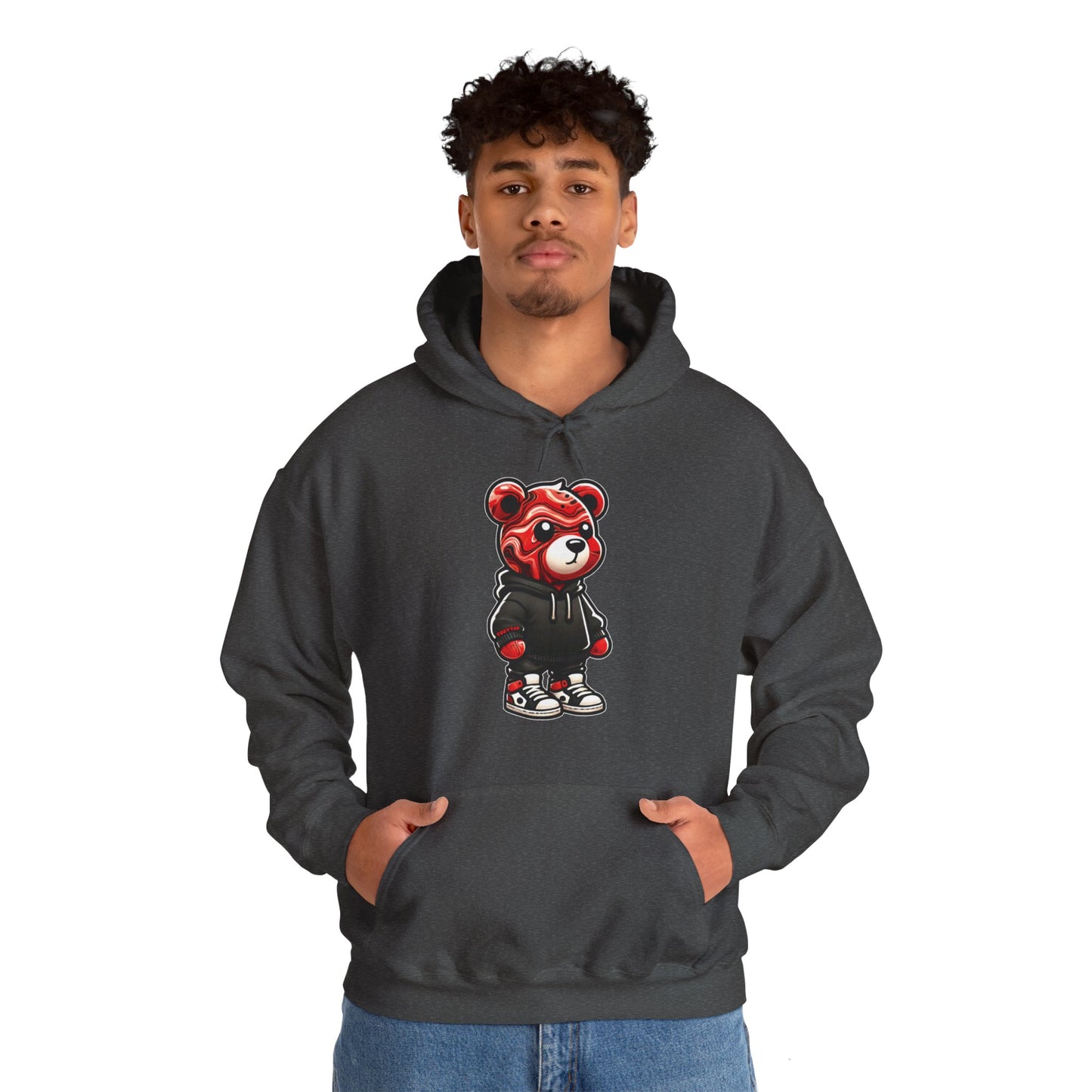 Red Marble Bear Hoodie