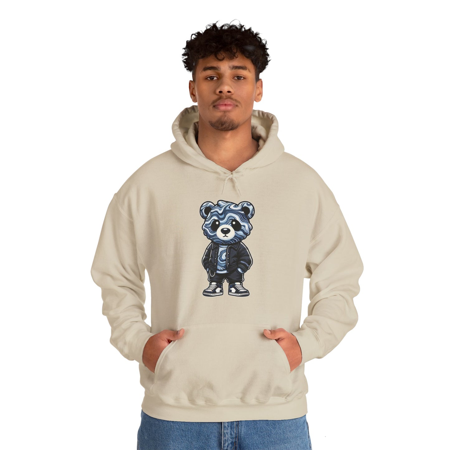 Grey Marble Bear Hoodie