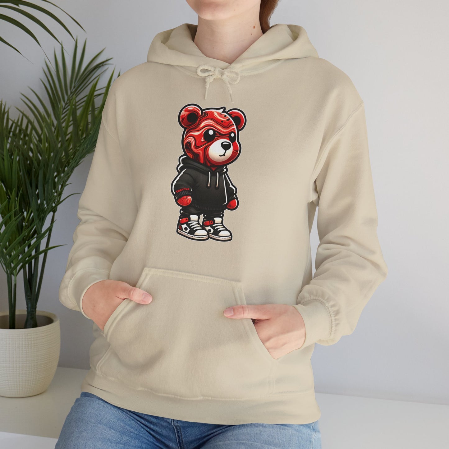 Red Marble Bear Hoodie