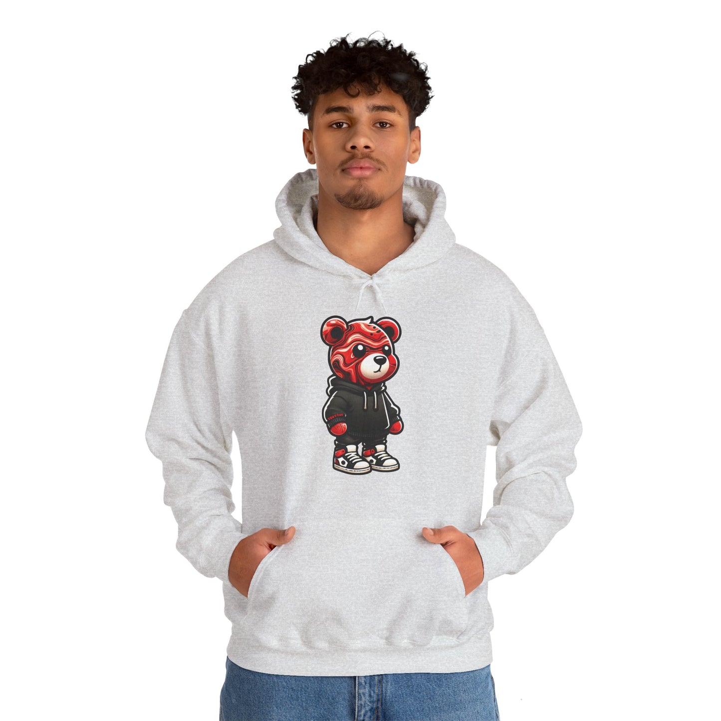 Red Marble Bear Hoodie