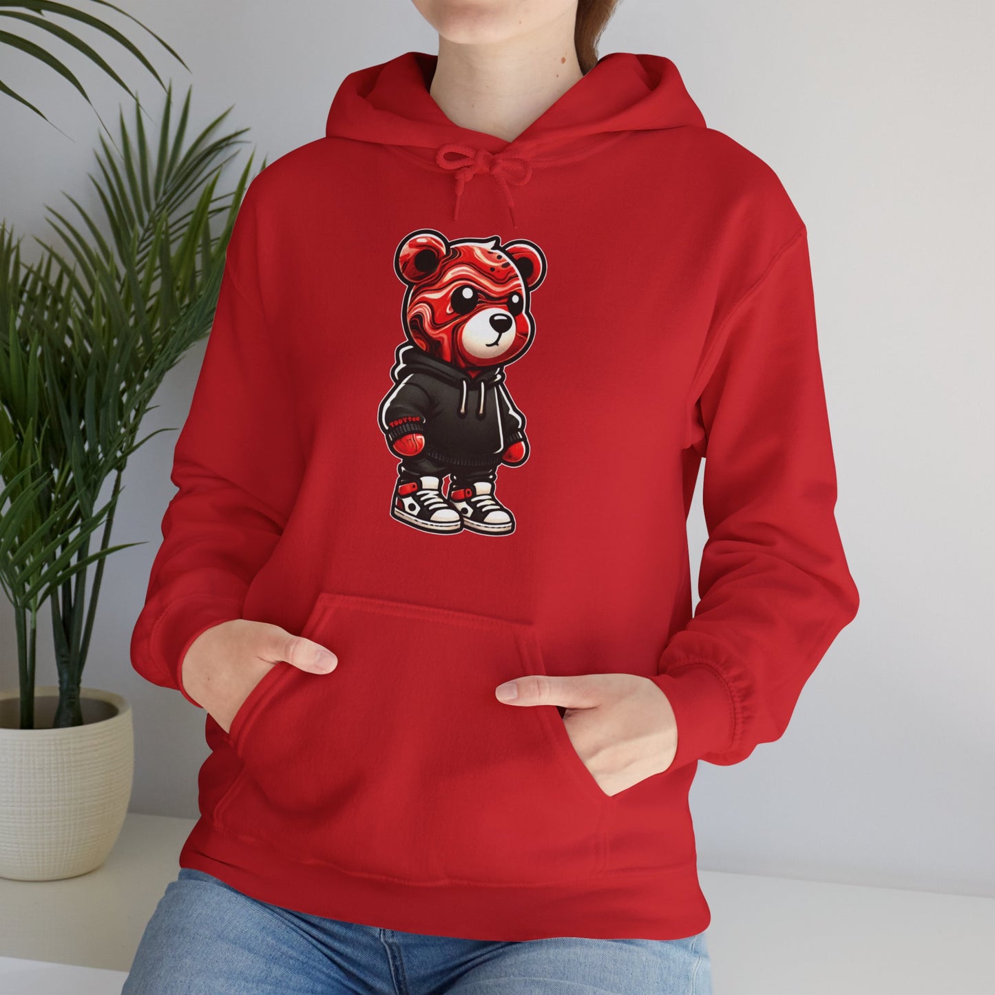 Red Marble Bear Hoodie