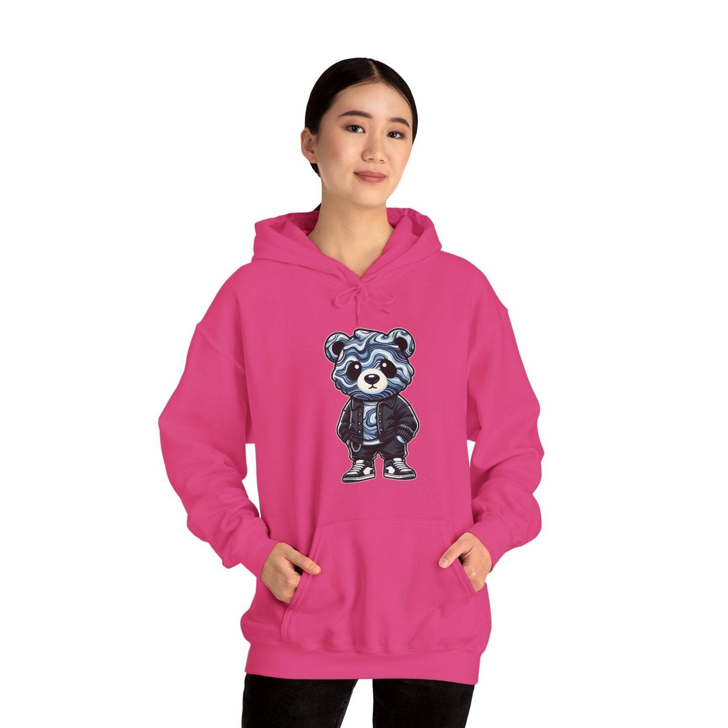 Grey Marble Bear Hoodie