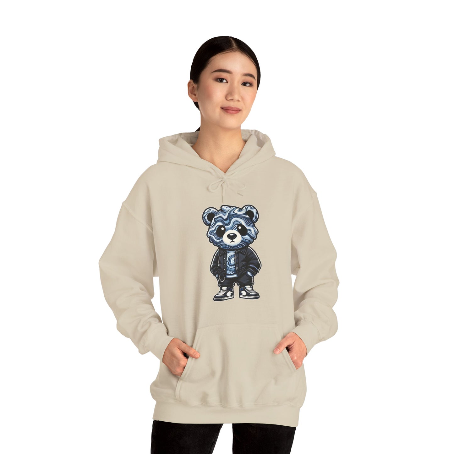 Grey Marble Bear Hoodie