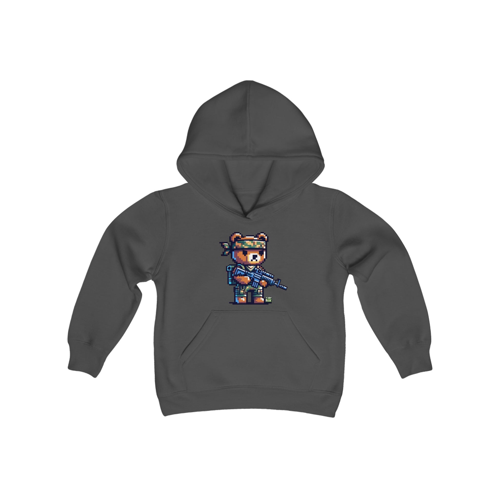 8-bit Soldier Bear Youth Hoodie - TDDYtee